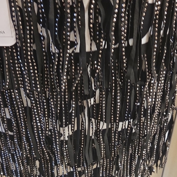 Black and White Cow Print Fringe Skirt NWT - Picture 4 of 16